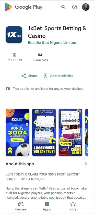 1xBet app on Google Play